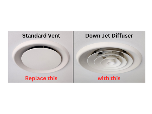 Down Jet Air Diffuser Insert - 250mm Round Duct Upgrade | Australian Made HVAC Accessory